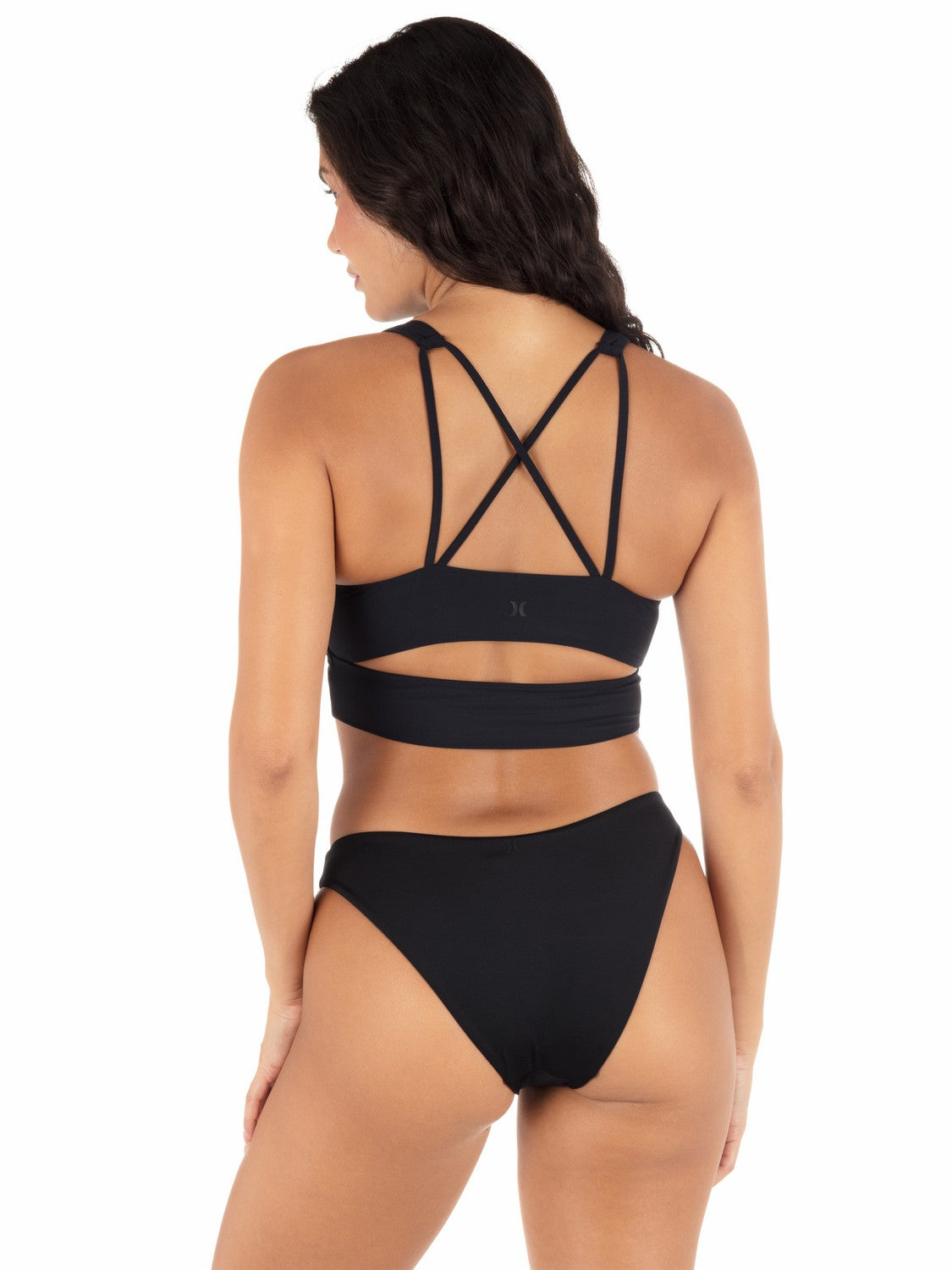 Max Solid Mid Rise Cheeky Bottom Black - Hurley