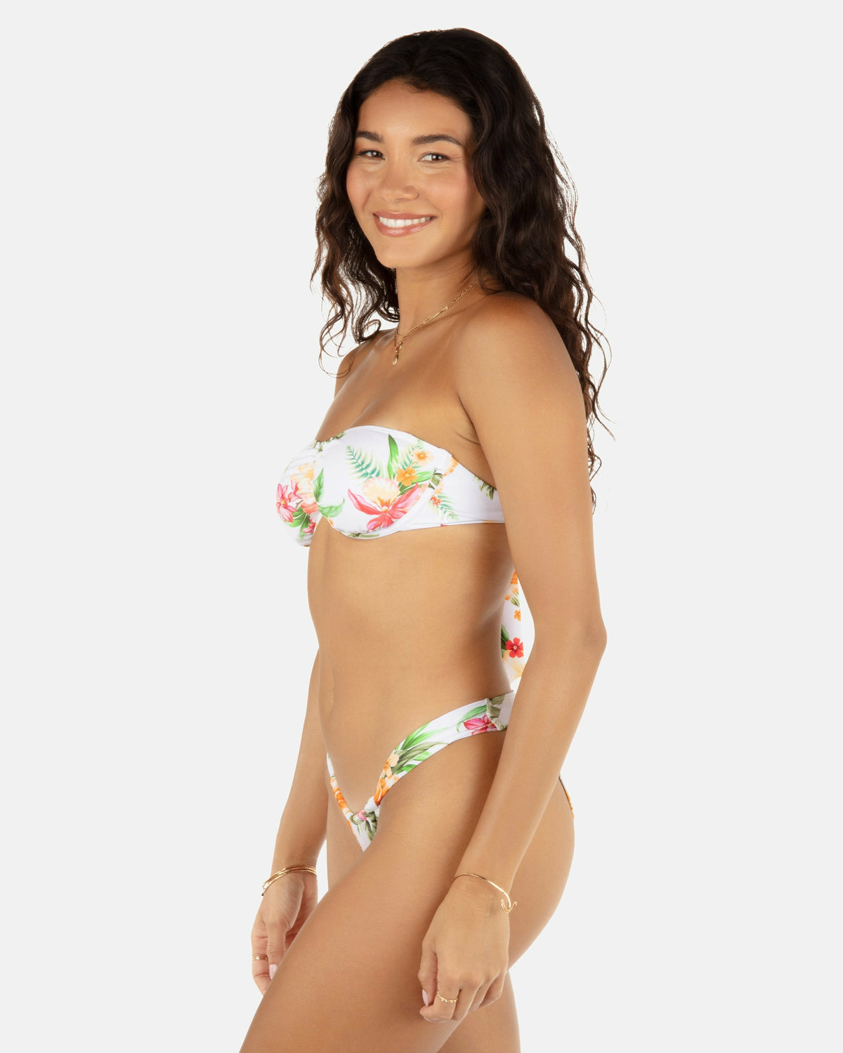 Malia Front Slide Cheeky Bikini Bottom White - Hurley
