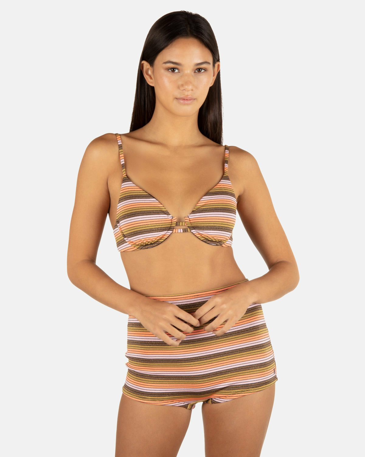 Sunset Shine Stripe Tab Underwire Bra Sunrise Pink - Hurley