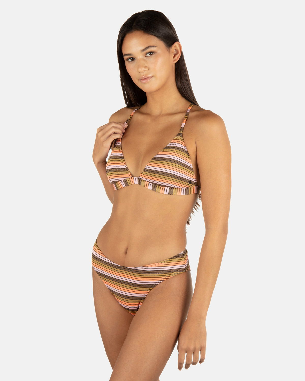 Sunset Shine Stripe Mid Rise Cheeky Bottom Sunrise Pink - Hurley