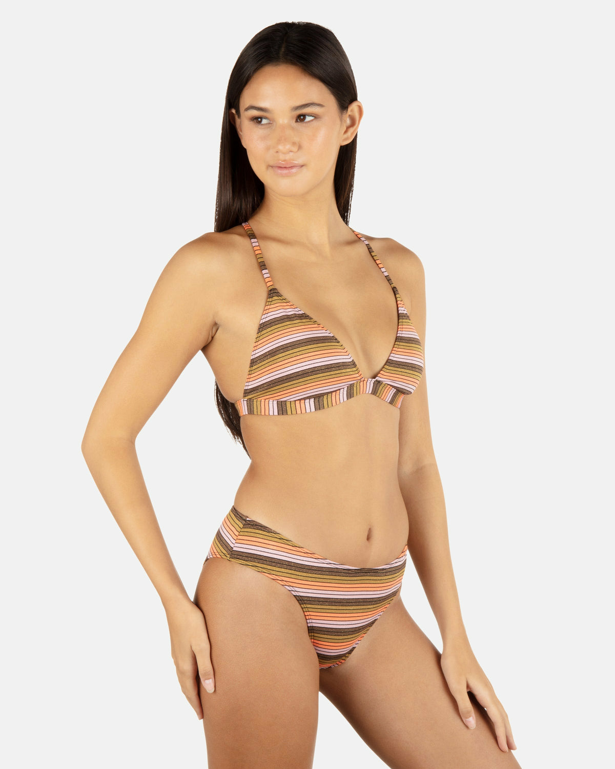 Sunset Shine Stripe Mid Rise Cheeky Bottom Sunrise Pink - Hurley