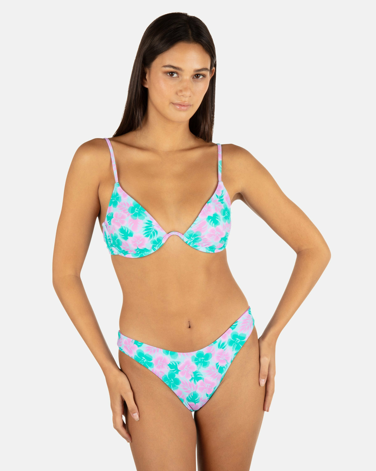 Lani Floral Cheeky Scoop Reversible Bottom Teal - Hurley