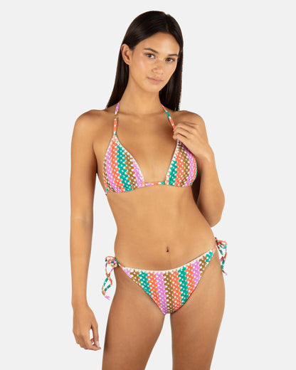 Printed Stripe Crochet Scrunch Cheeky Tie Side Bottom Orchid - Hurley