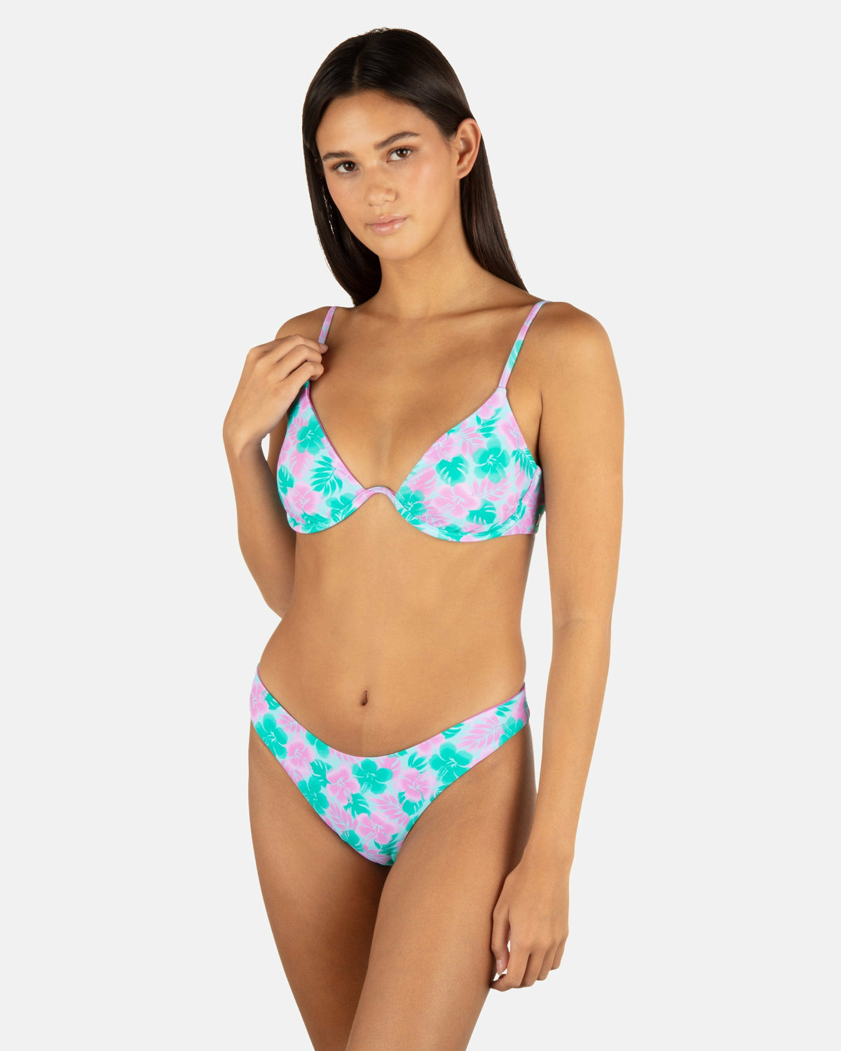 Lani Floral Cheeky Scoop Reversible Bottom Teal - Hurley