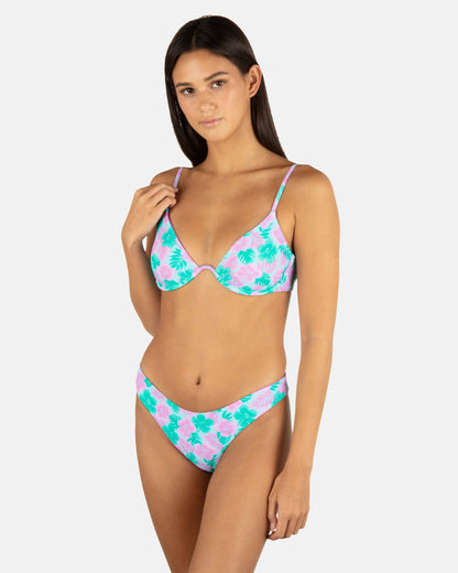 Lani Floral Cheeky Scoop Reversible Bottom Teal - Hurley