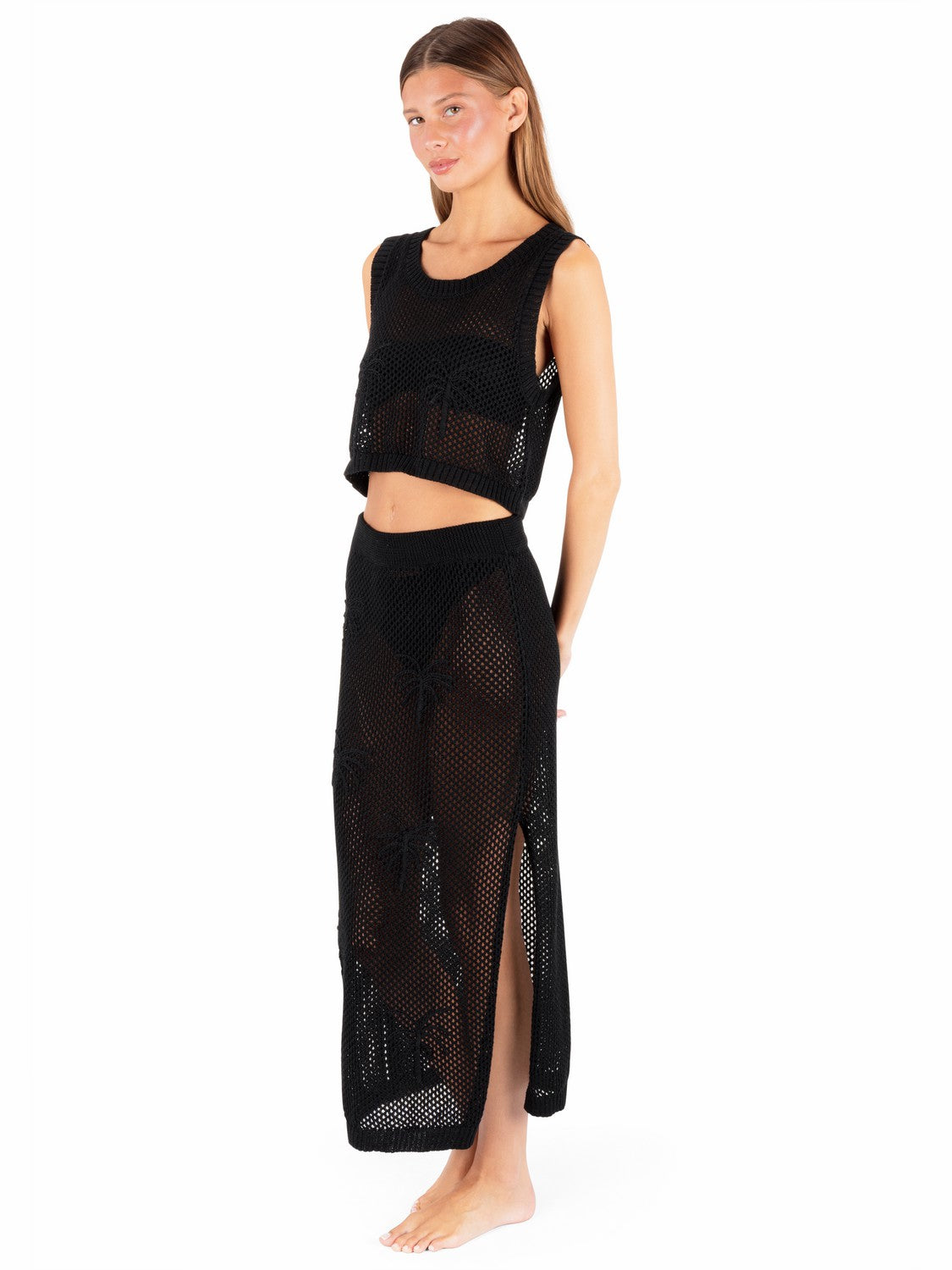 Embroidered Crochet Jacquard Tank Black - Hurley