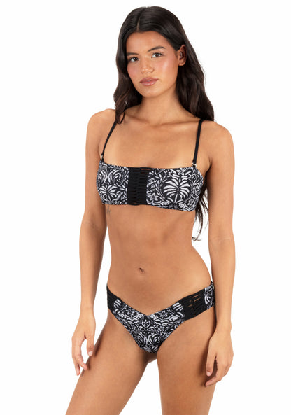 Ikat Palm Skimpy V Front Bottom Black / Coconut - Hurley