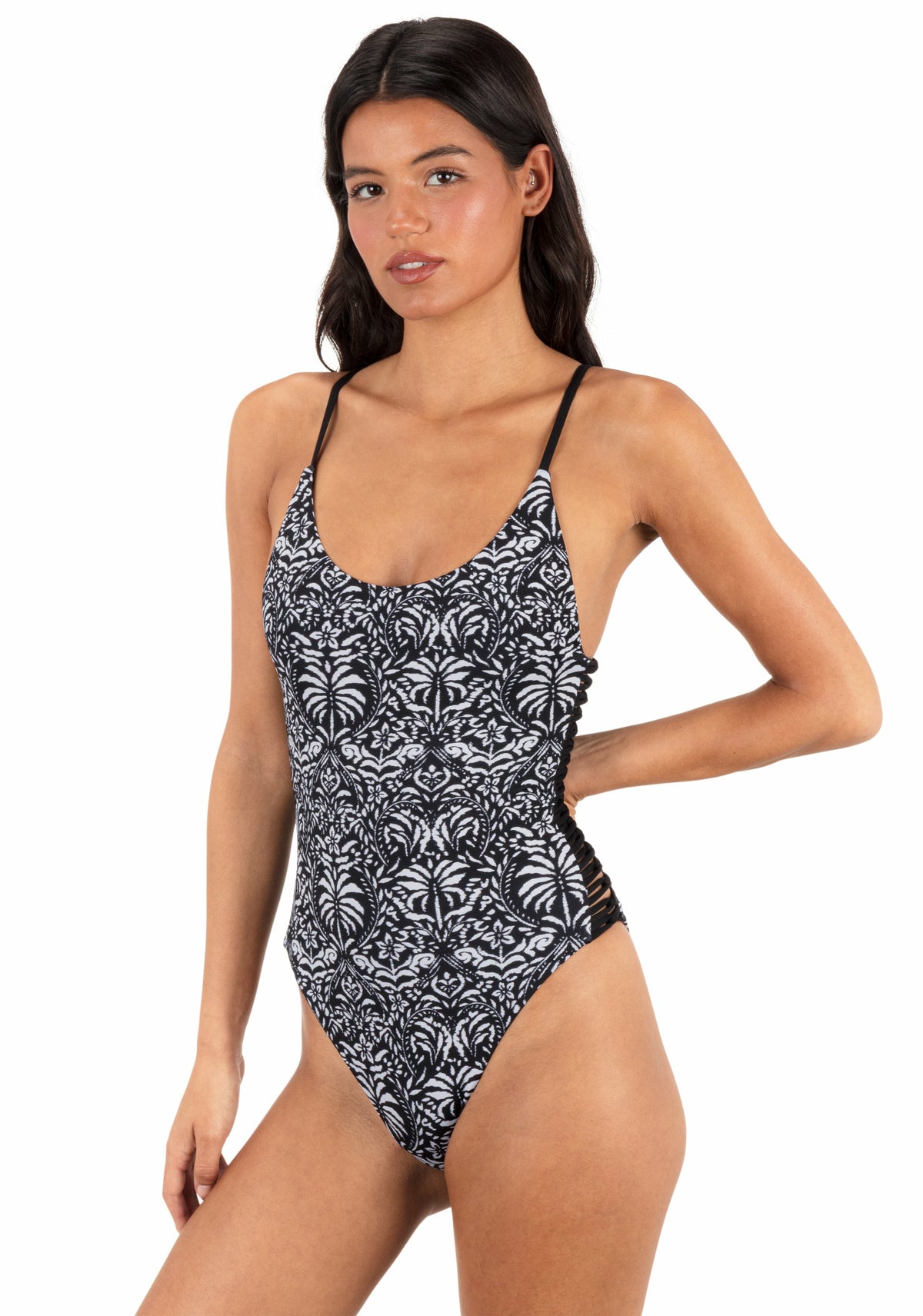 Ikat Palm Moderate One Piece Black / Coconut - Hurley