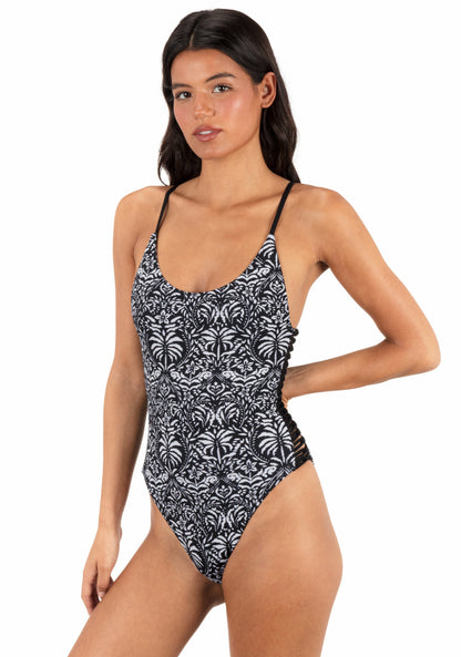 Ikat Palm Moderate One Piece Black / Coconut - Hurley